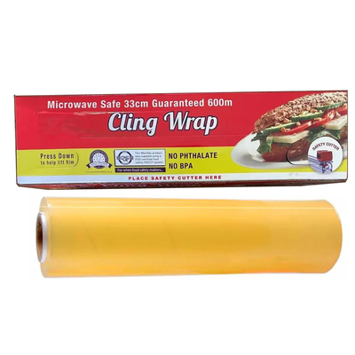 La cucina molle su ordinazione del PVC del PE aderisce pellicola trasparente di conservazione fresca della plastica del commestibile dell'involucro con la taglierina